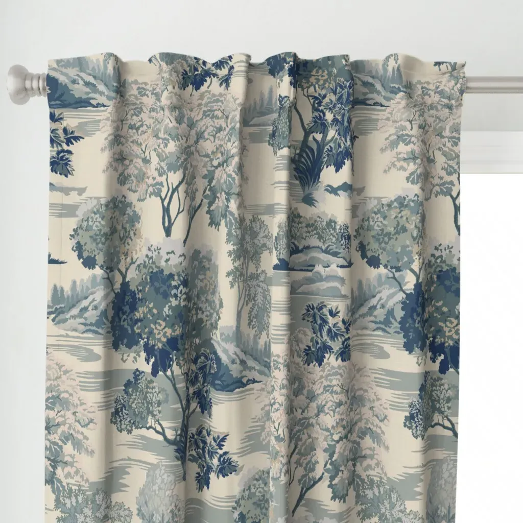 Skylar Antique Tapestry Curtain Panel - Blue alternate view