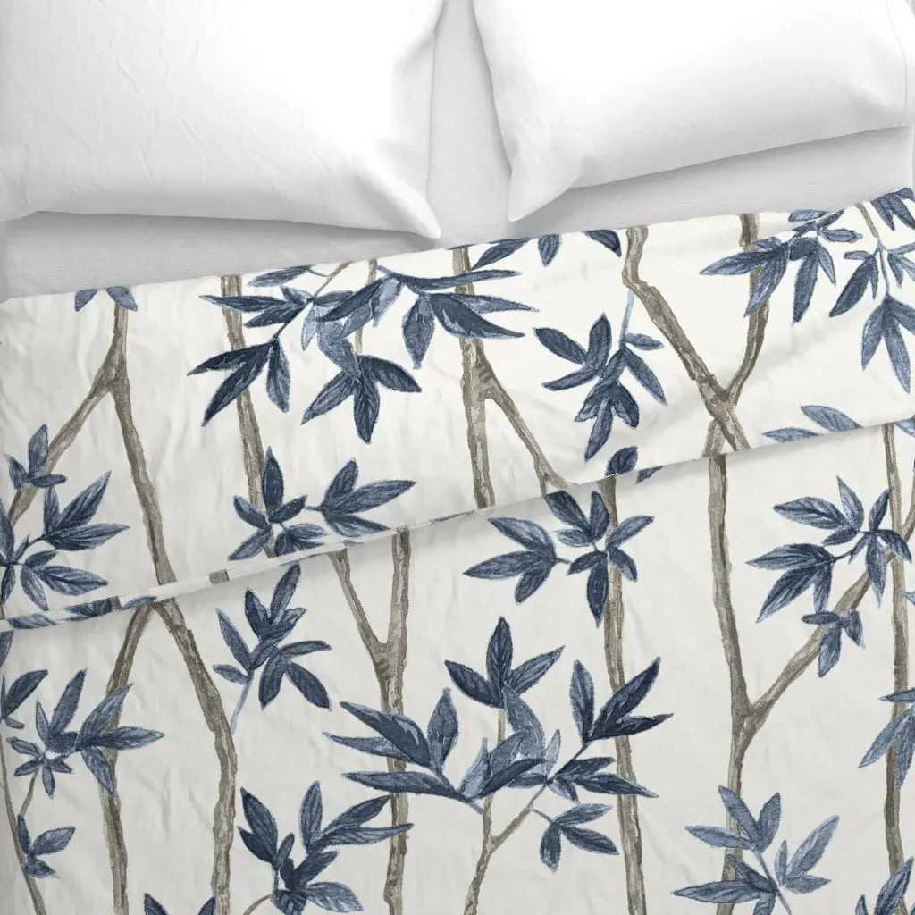 Slate Blue On Cream Climbing Duvet Cover - Dusty Blue alternate view