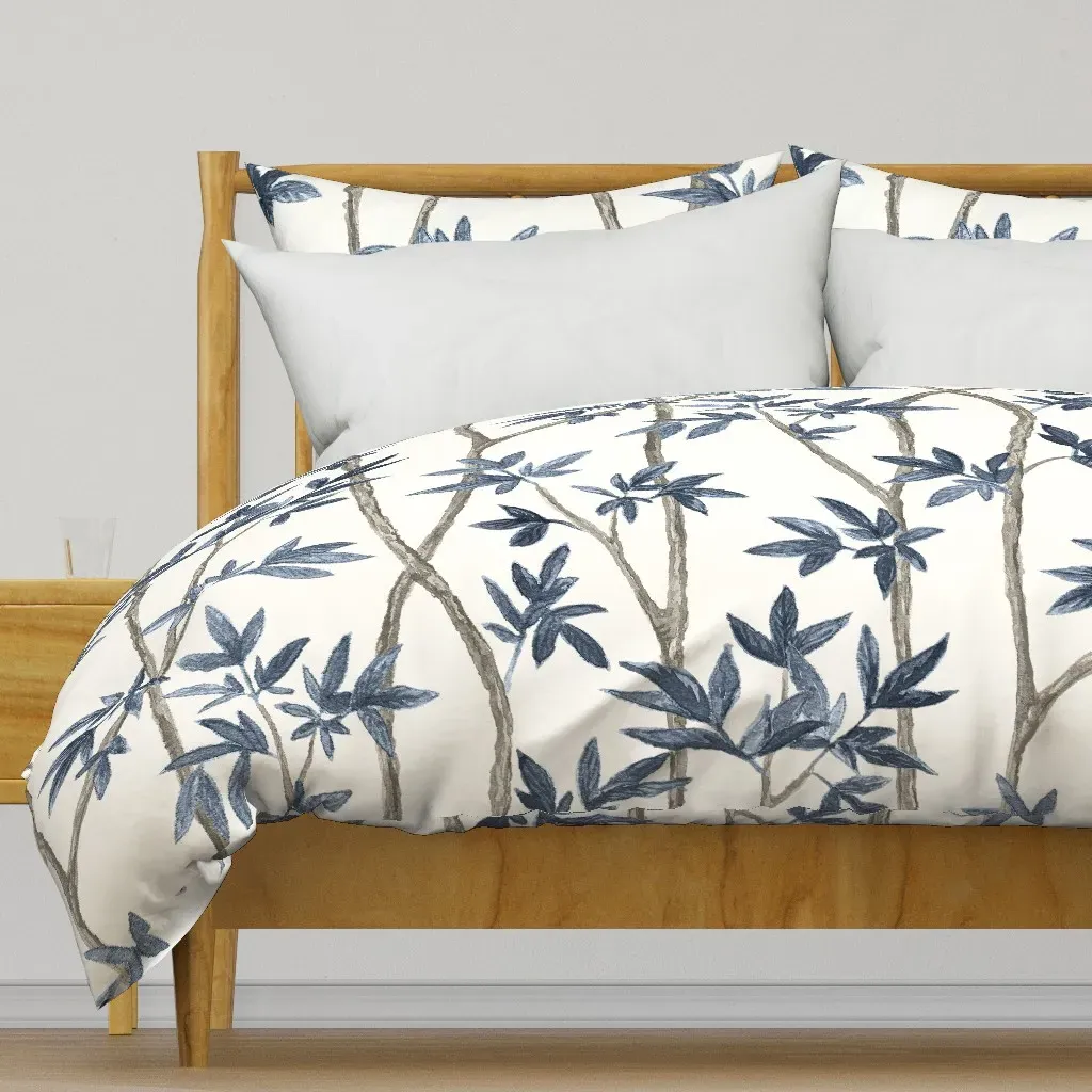 Slate Blue On Cream Climbing Duvet Cover - Dusty Blue product