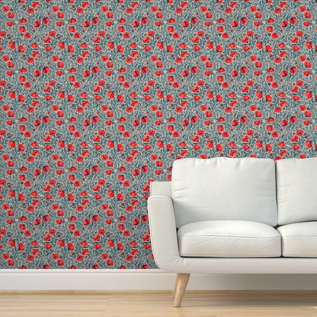 Sleep And Dreams Red Poppy Peel and Stick Wallpaper - Red product