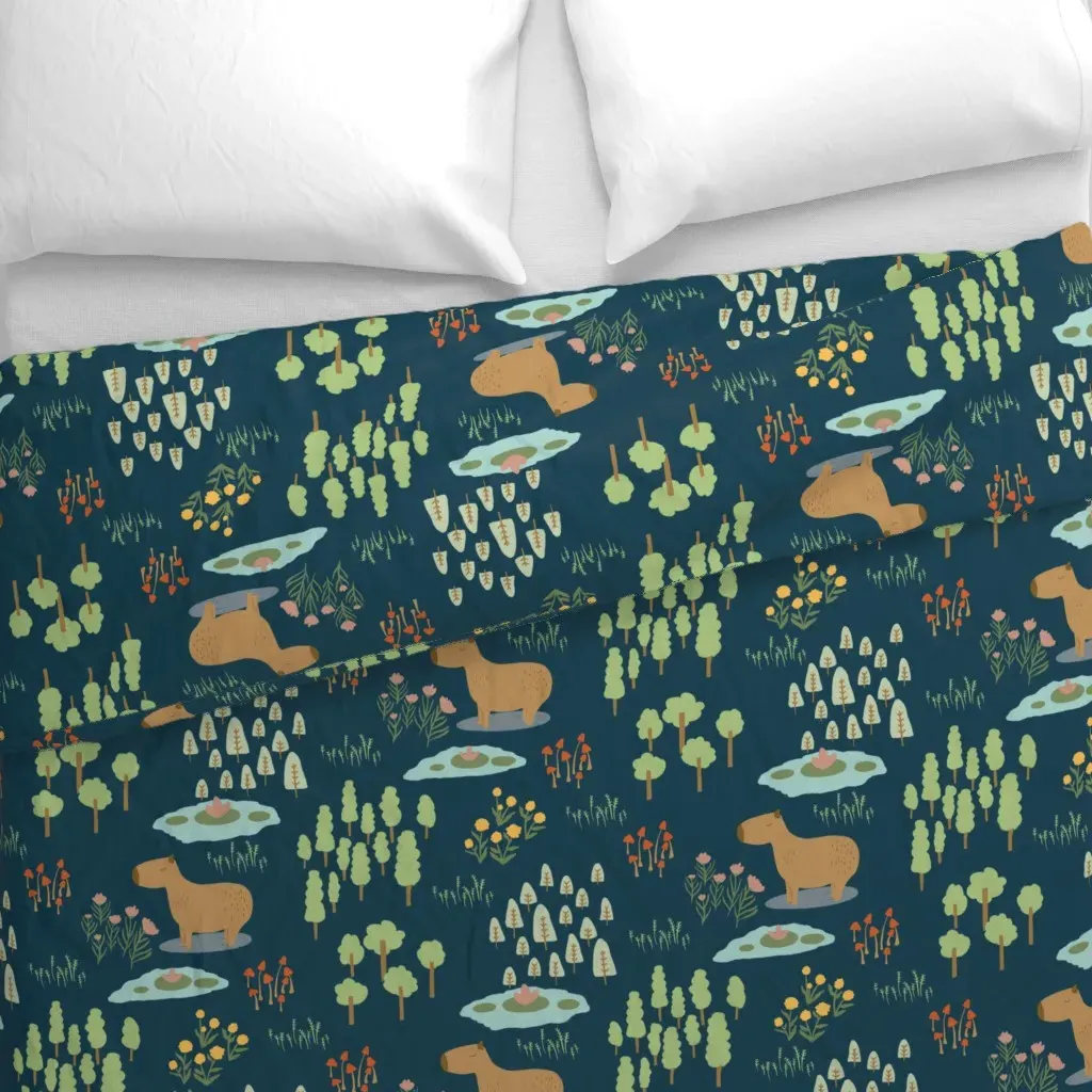 Sleepy Capybara Woodland Baby Duvet Cover - Brown alternate view