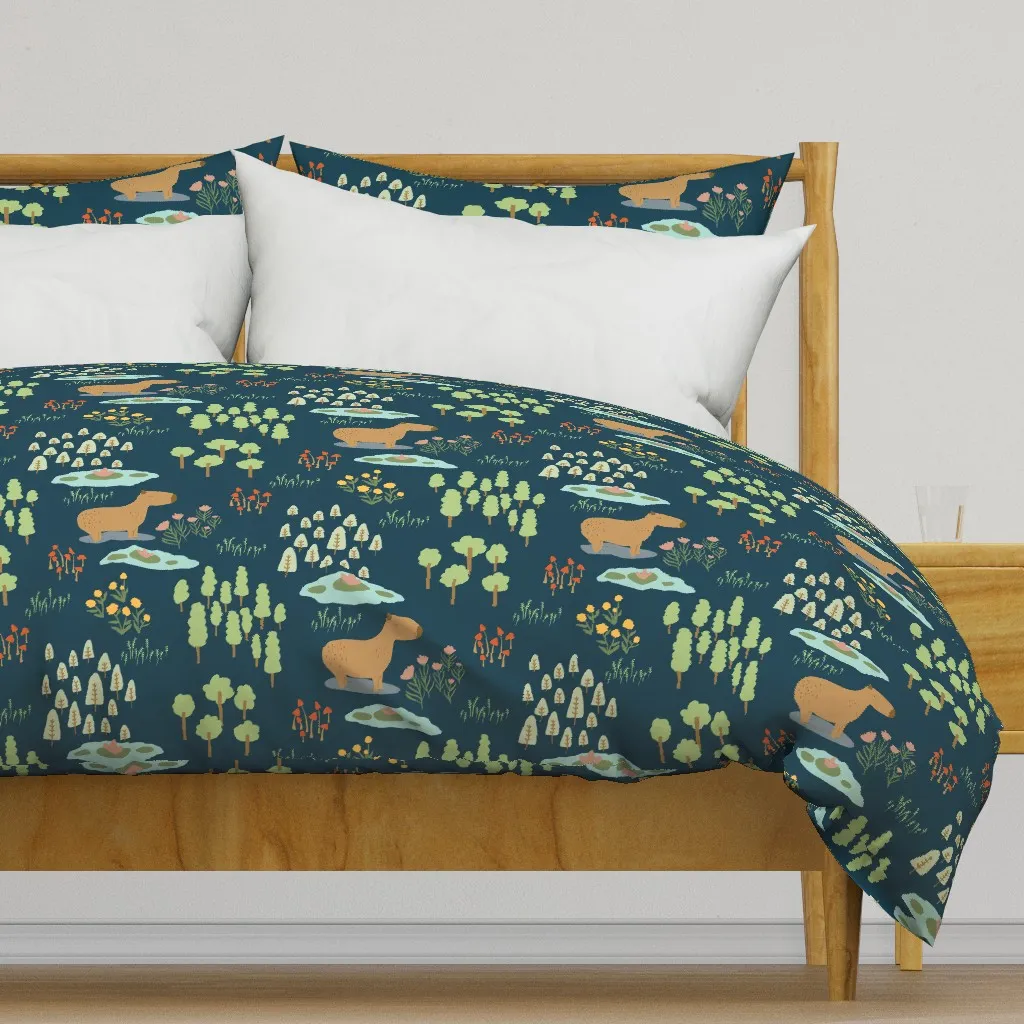 Sleepy Capybara Woodland Baby Duvet Cover - Brown product
