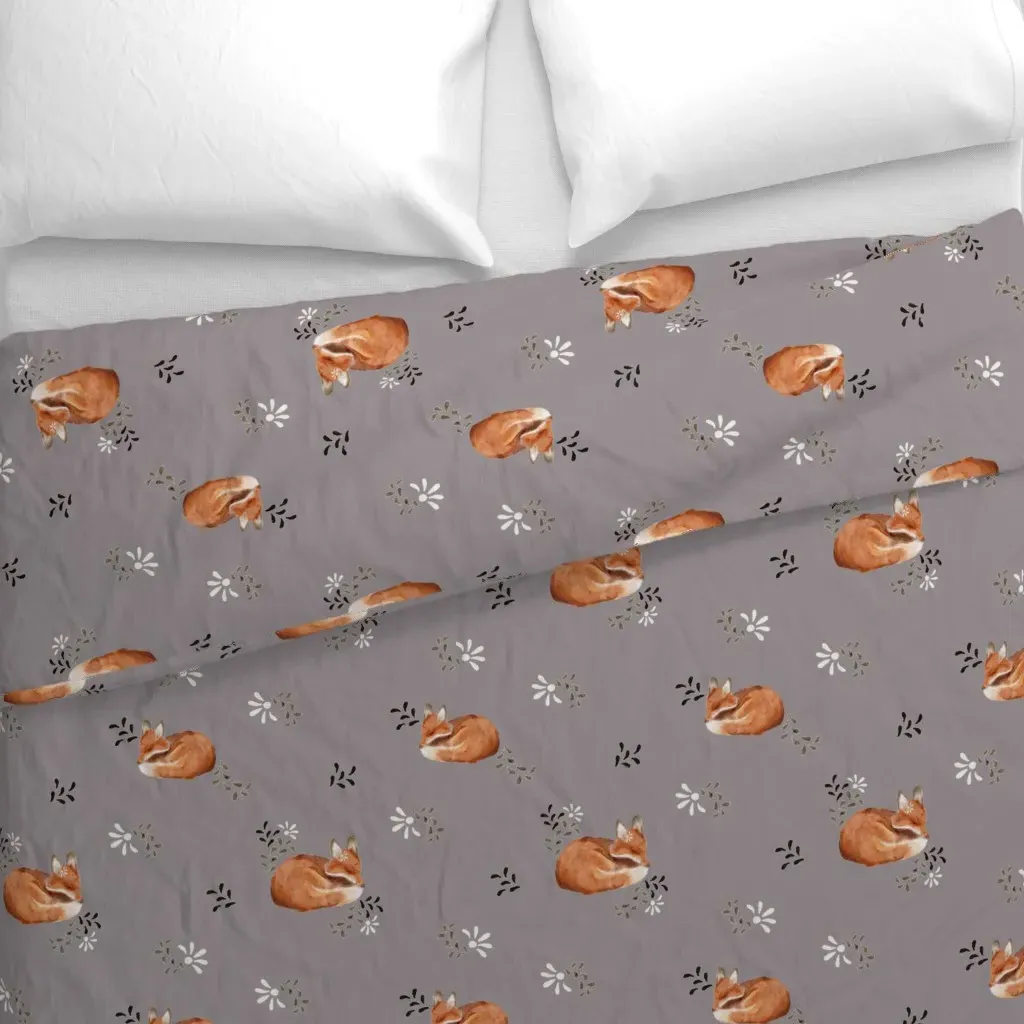 Sleepy Winter Fox 12 Inch Duvet Cover - Orange alternate view