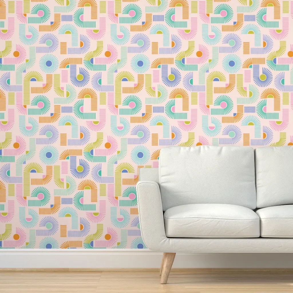 Slinky Peel and Stick Wallpaper - Pink, Brown, Teal product