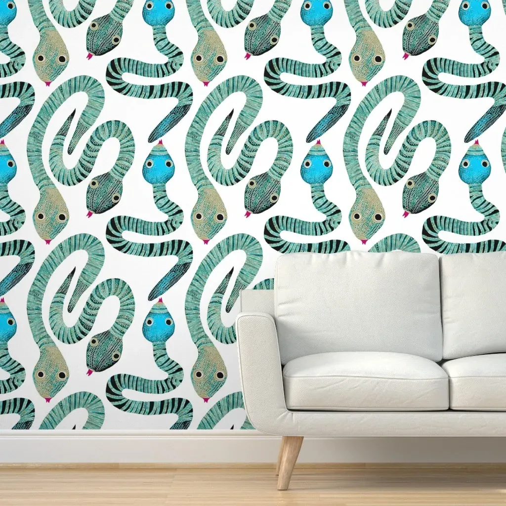 Slithery Cuteness Peel and Stick Wallpaper - Blue product