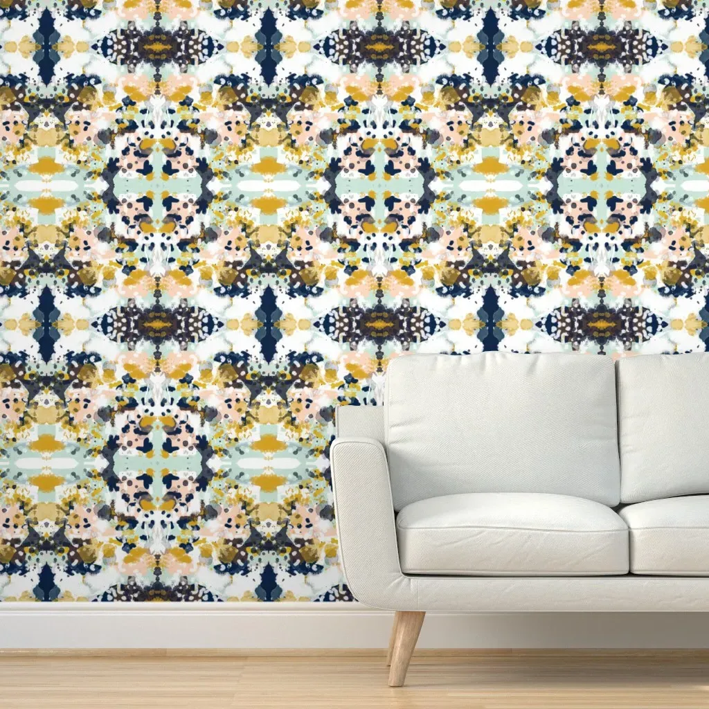 Sloane Abstract Painterly Peel and Stick Wallpaper - Yellow, Blue, Gray product