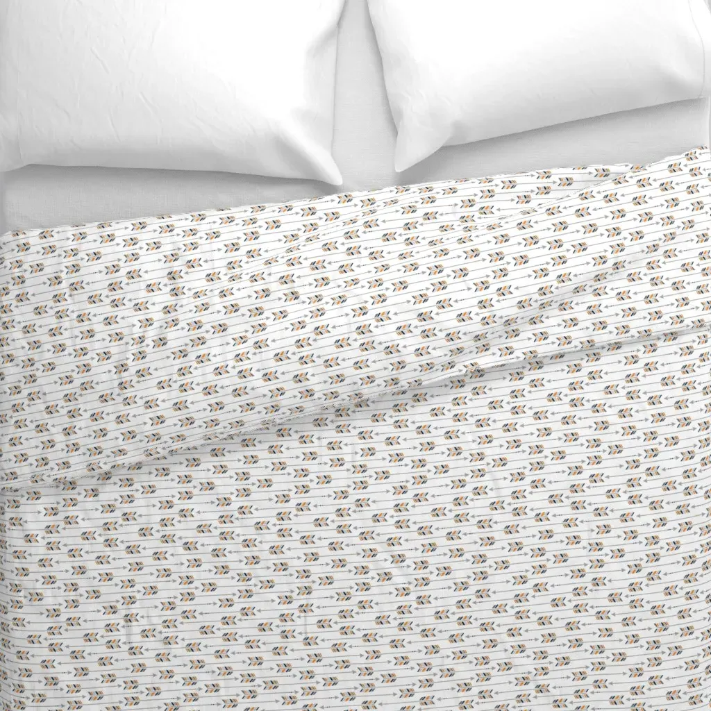 Small Arrows Horizontal Navy Duvet Cover - Gray alternate view