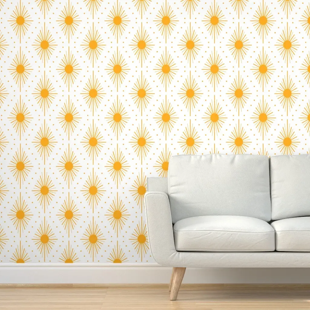Small Art Deco Geometric Peel and Stick Wallpaper - Golden Yellow product