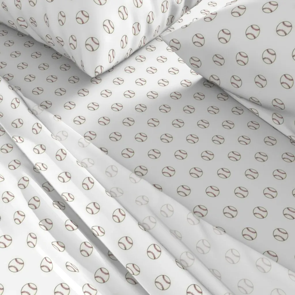 Small Baseball Queen Sheet Set - White alternate view