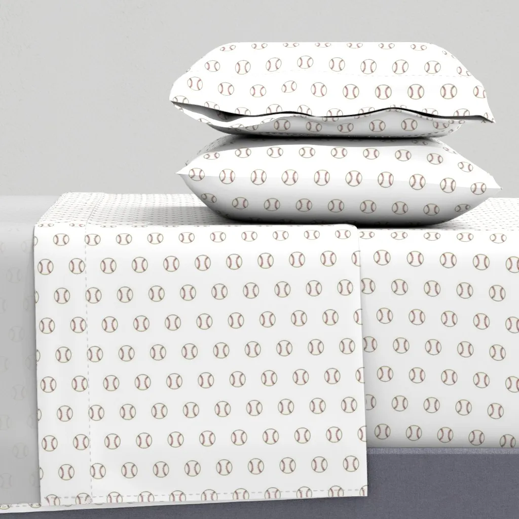 Small Baseball Queen Sheet Set - White product