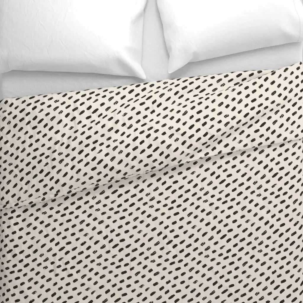 Small Black Brush Marks Dots Duvet Cover - Black alternate view