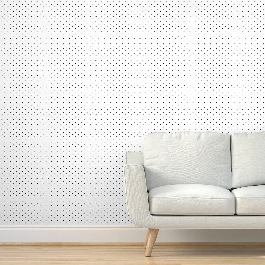 Small Black Hearts Peel and Stick Wallpaper - Black, White product