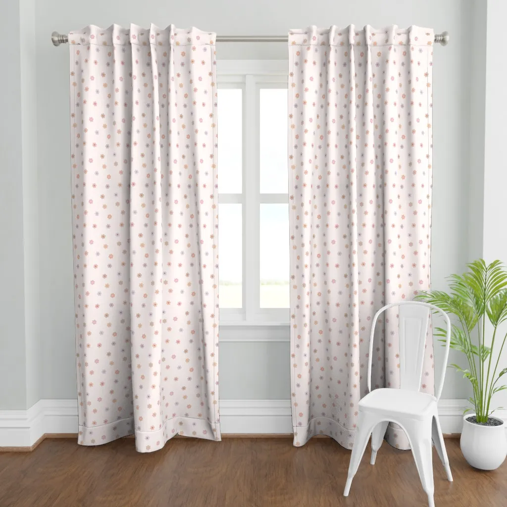 Small Daisies Pastel Pink Curtain Panel - Off-White product
