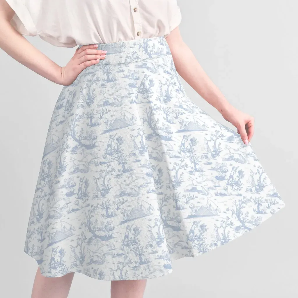 Small Dog Park Toile De Jouy Sport Pique Fabric - Light Blue, White alternate view