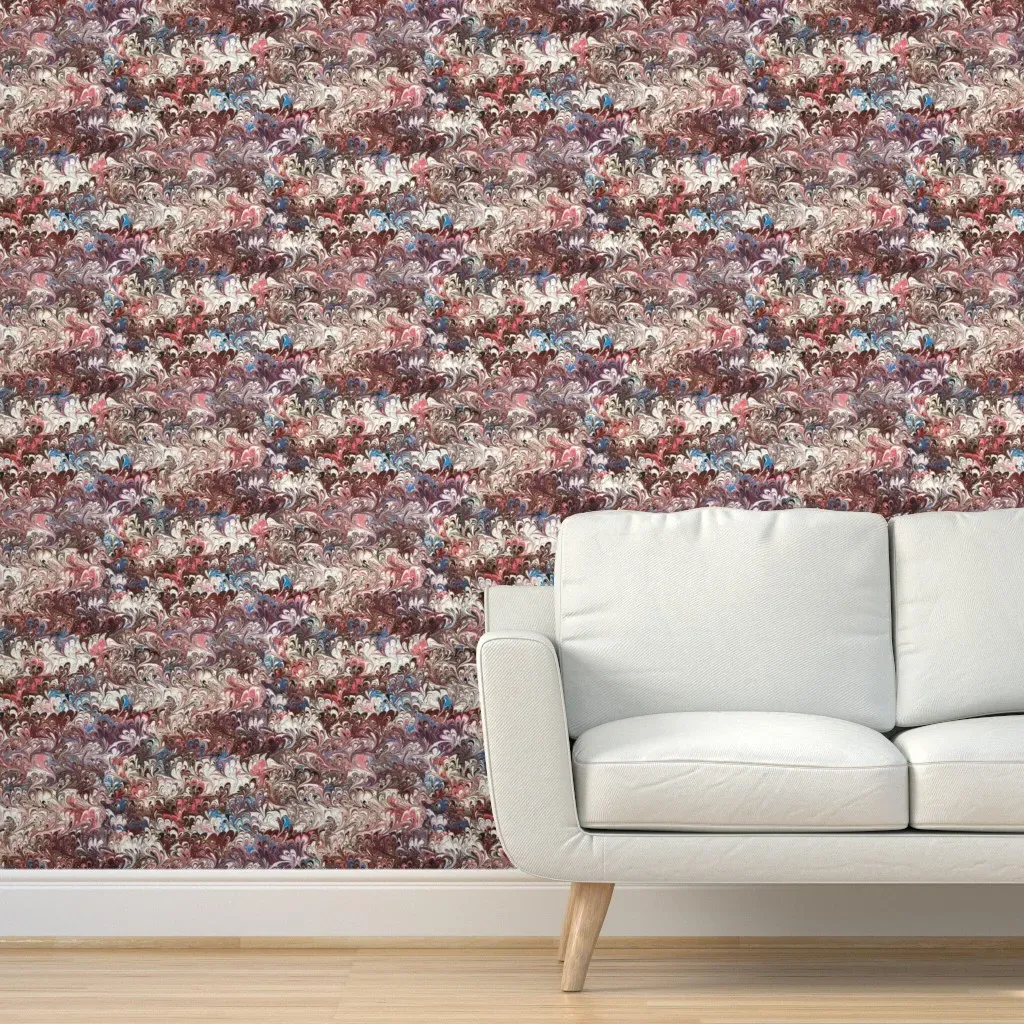 Small Fanfare Peel and Stick Wallpaper - Maroon, Coral, Blue, Violet product