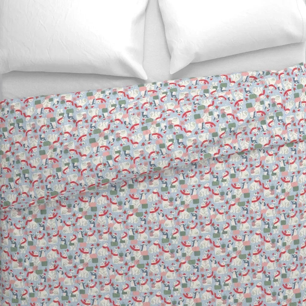 Small Festive Polar Bears Duvet Cover - White alternate view
