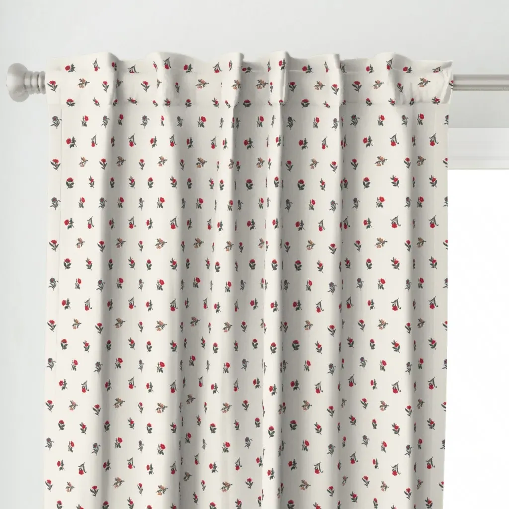 Small Flowers Curtain Panel - Cream alternate view