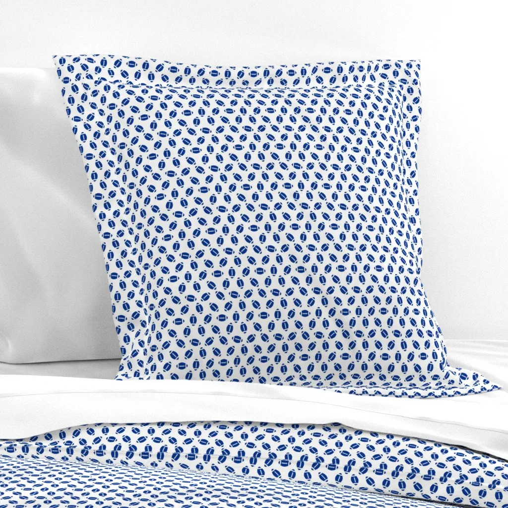 Small Footballs Euro Pillow Sham - Blue, White product