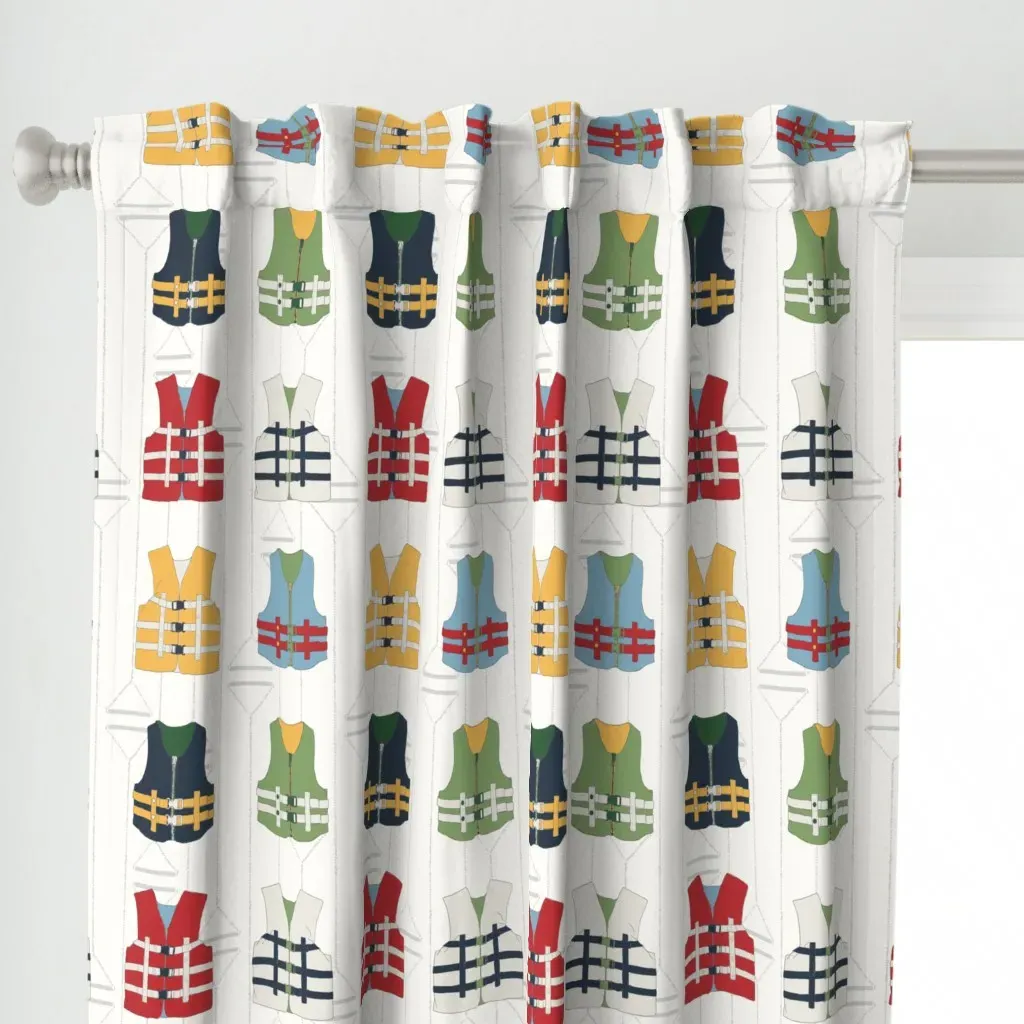 Small Life Vests Print Curtain Panel - White alternate view