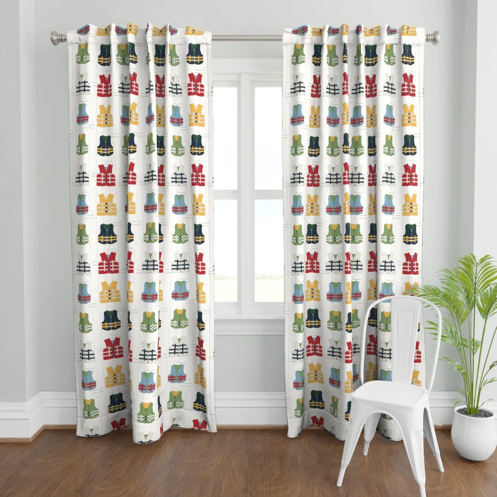 Small Life Vests Print Curtain Panel - White product