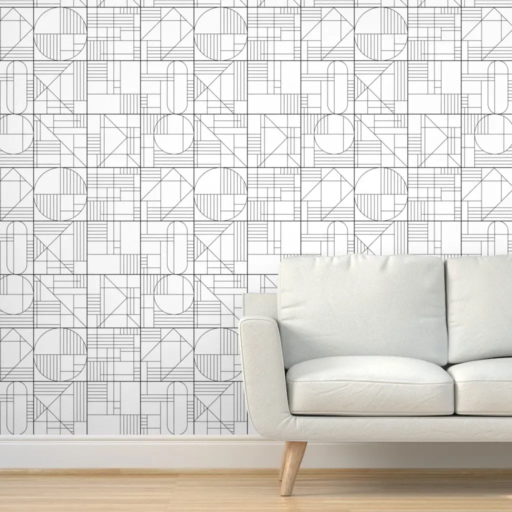 Small Lines and Space Peel and Stick Wallpaper - Black, White product