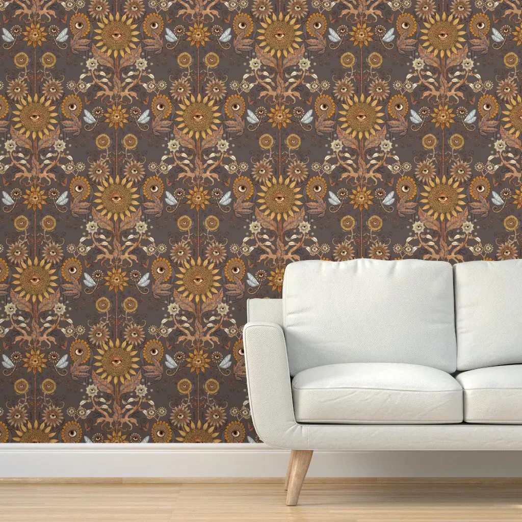 Small Mutant Damask Peel and Stick Wallpaper - Gold, Taupe product
