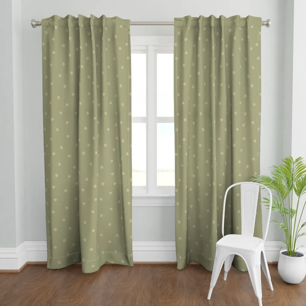 Small Organic Scattered Curtain Panel - Sage Green product
