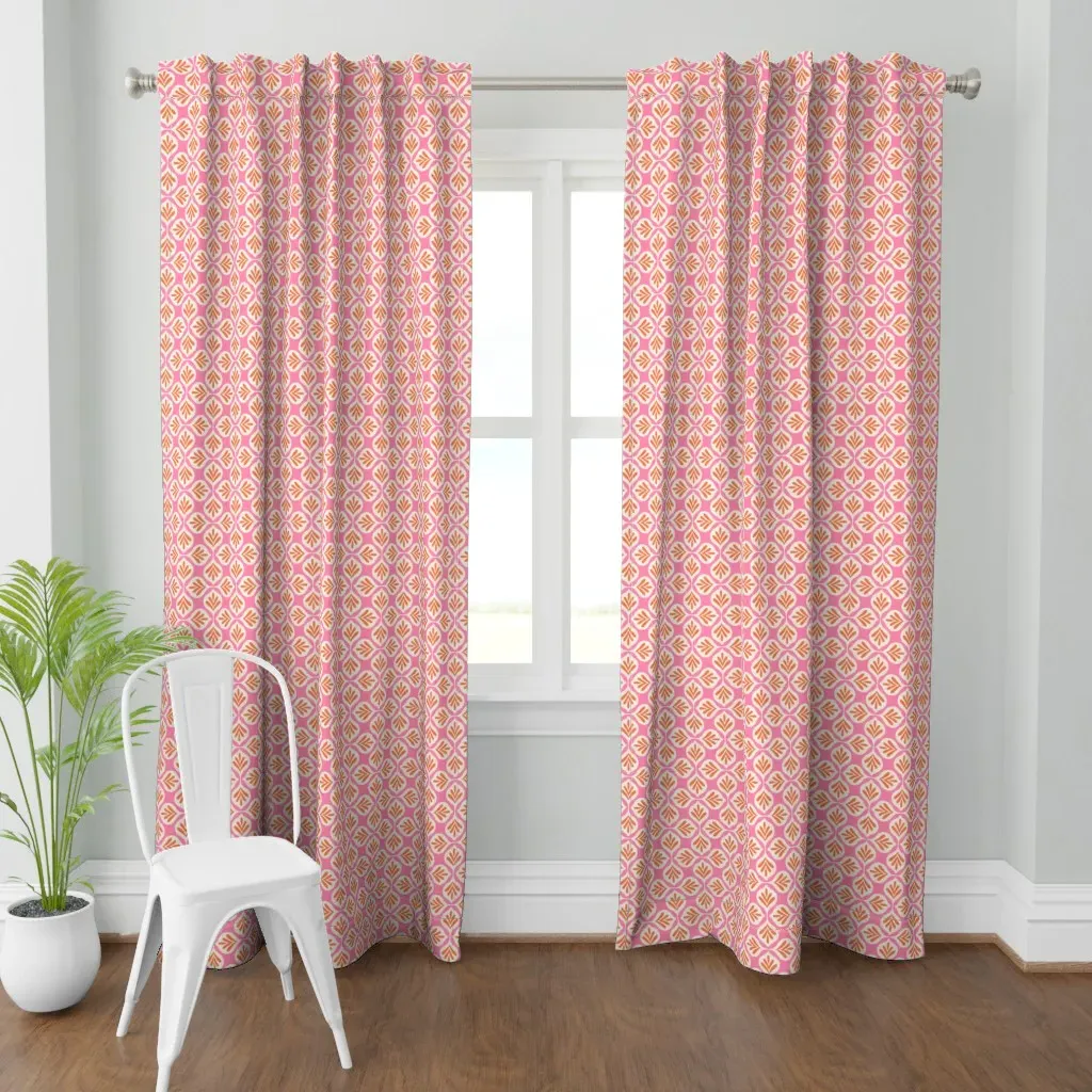 Small Retro Mid-Century Curtain Panel - Coral product