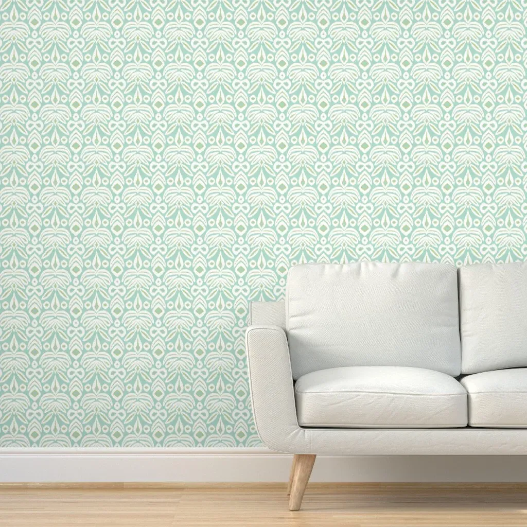 Small Reversed Ikat Peel and Stick Wallpaper - Aqua product