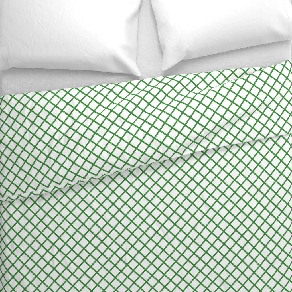 Small Scale Bamboo Lattice Duvet Cover - Green alternate view
