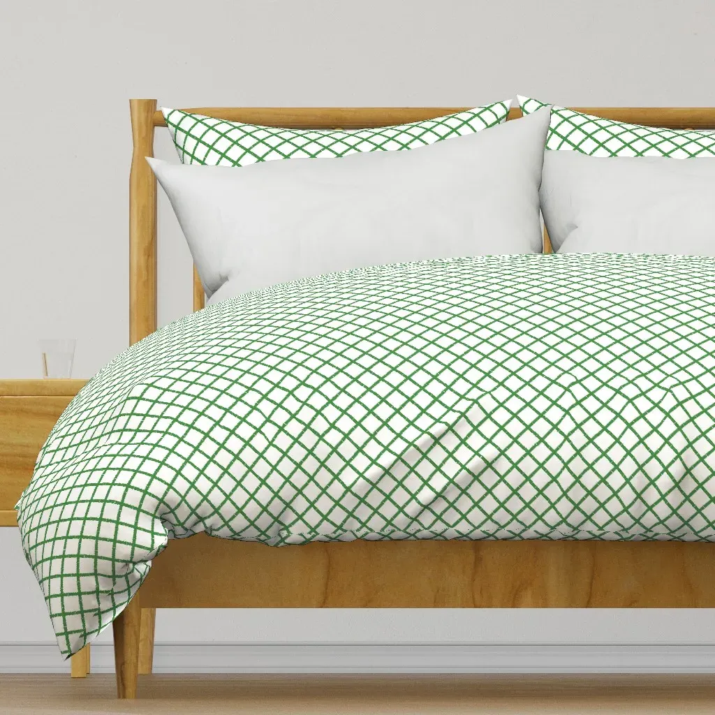 Small Scale Bamboo Lattice Duvet Cover - Green product
