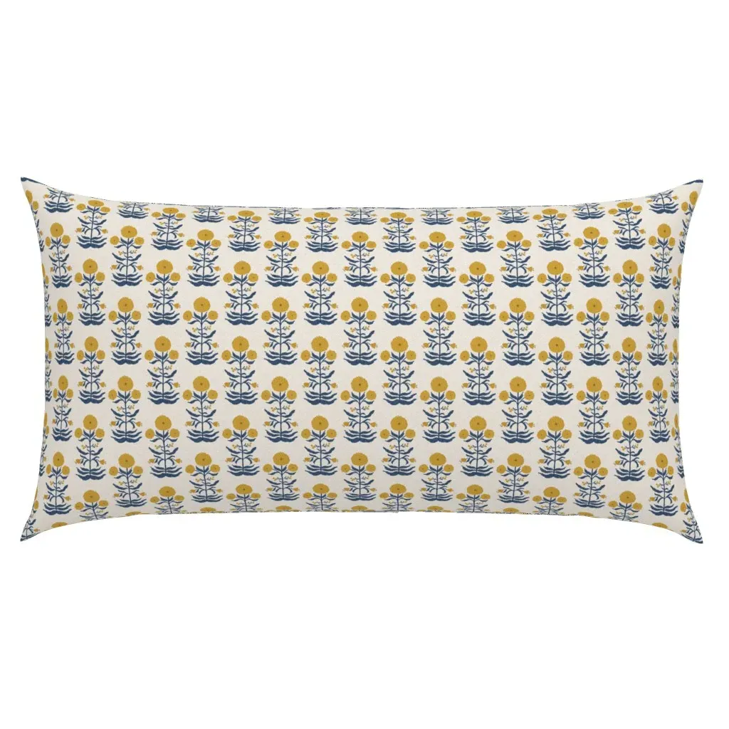 Small Scale Indian Block Print King Pillow Sham - Mustard Yellow product