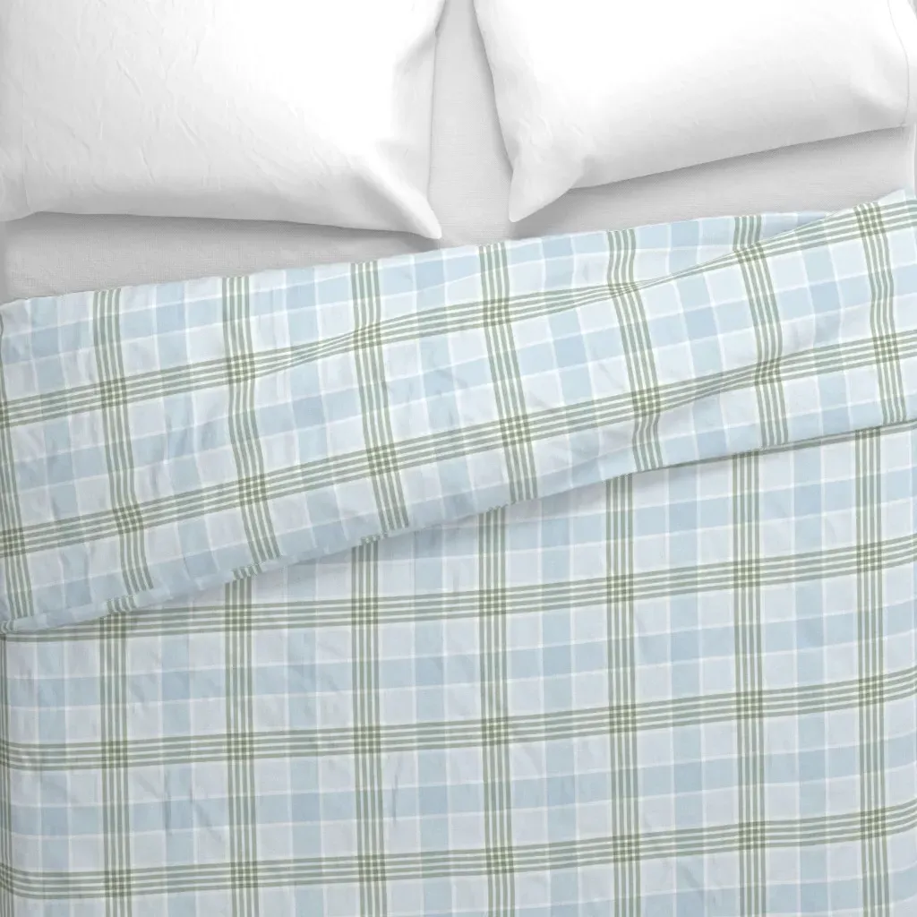 Small Scale Meadow Plaid Duvet Cover - Baby Blue alternate view