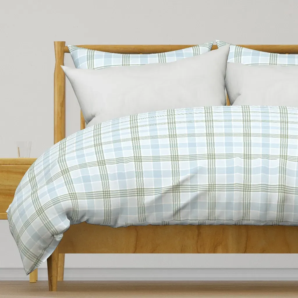 Small Scale Meadow Plaid Duvet Cover - Baby Blue product