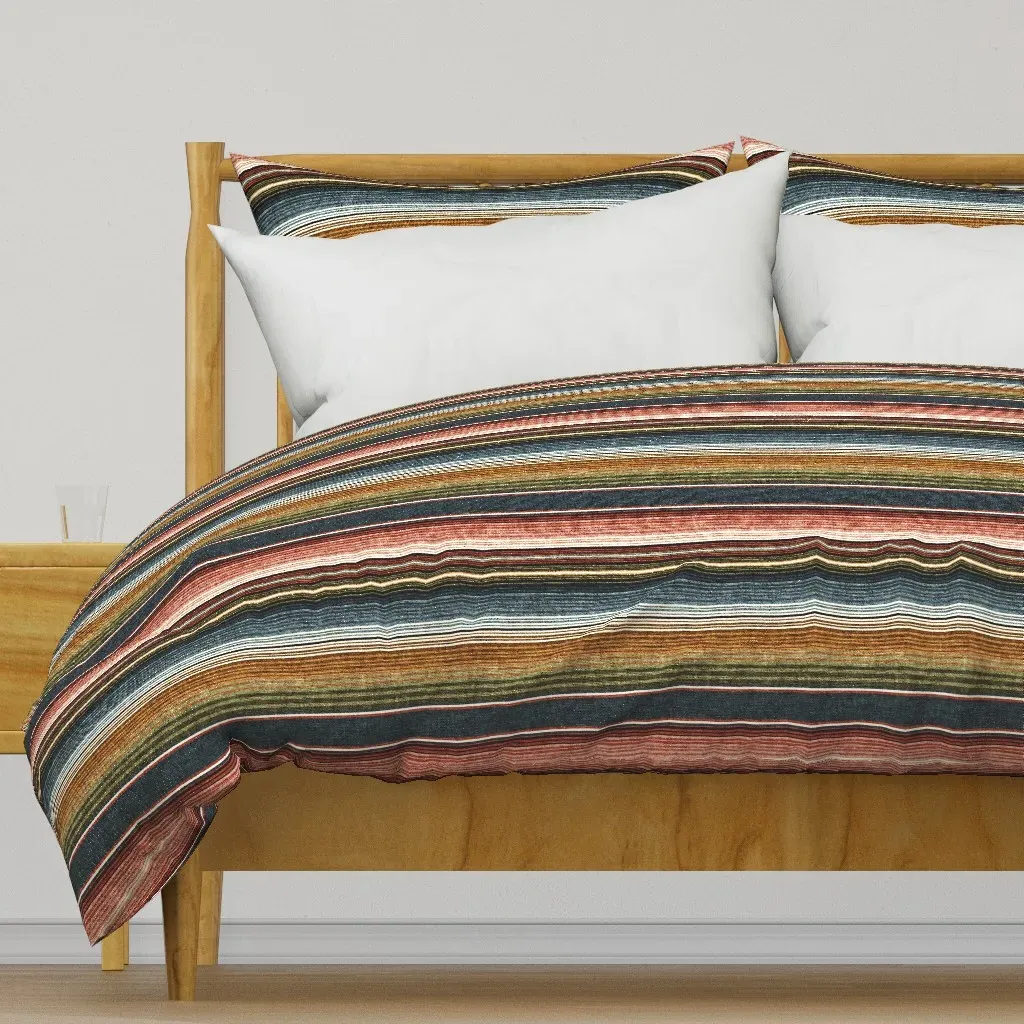 Small Scale Serape Southwest Duvet Cover - Dark Teal product