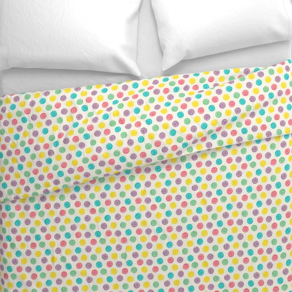Small Scale Smiley Faces Duvet Cover - Yellow alternate view