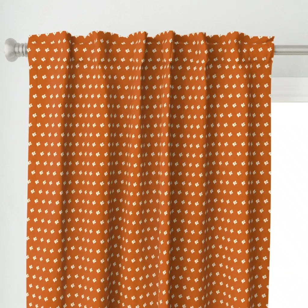 Small Texas Cream Curtain Panel - Burnt Orange alternate view