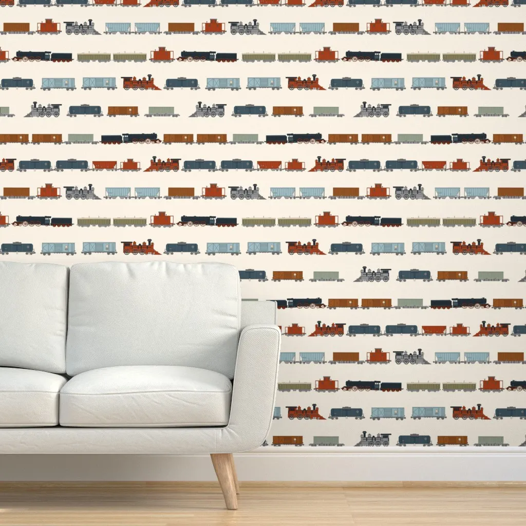 Small Train Box Car Freight Peel and Stick Wallpaper - Beige product