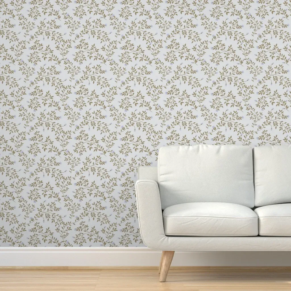 Small Vines Blue Buds Peel and Stick Wallpaper - French Blue product