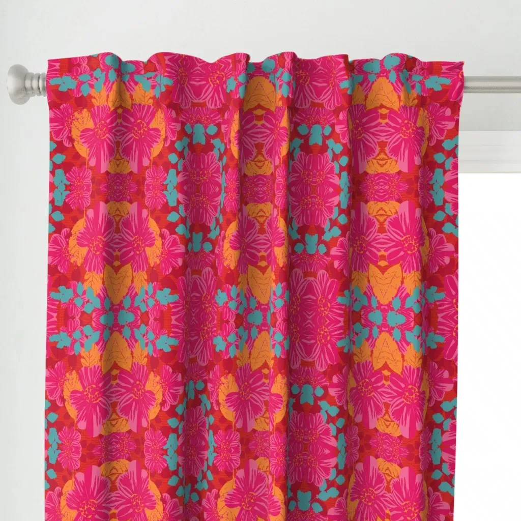 Smoldering Rosy Blooms Curtain Panel - Pink alternate view