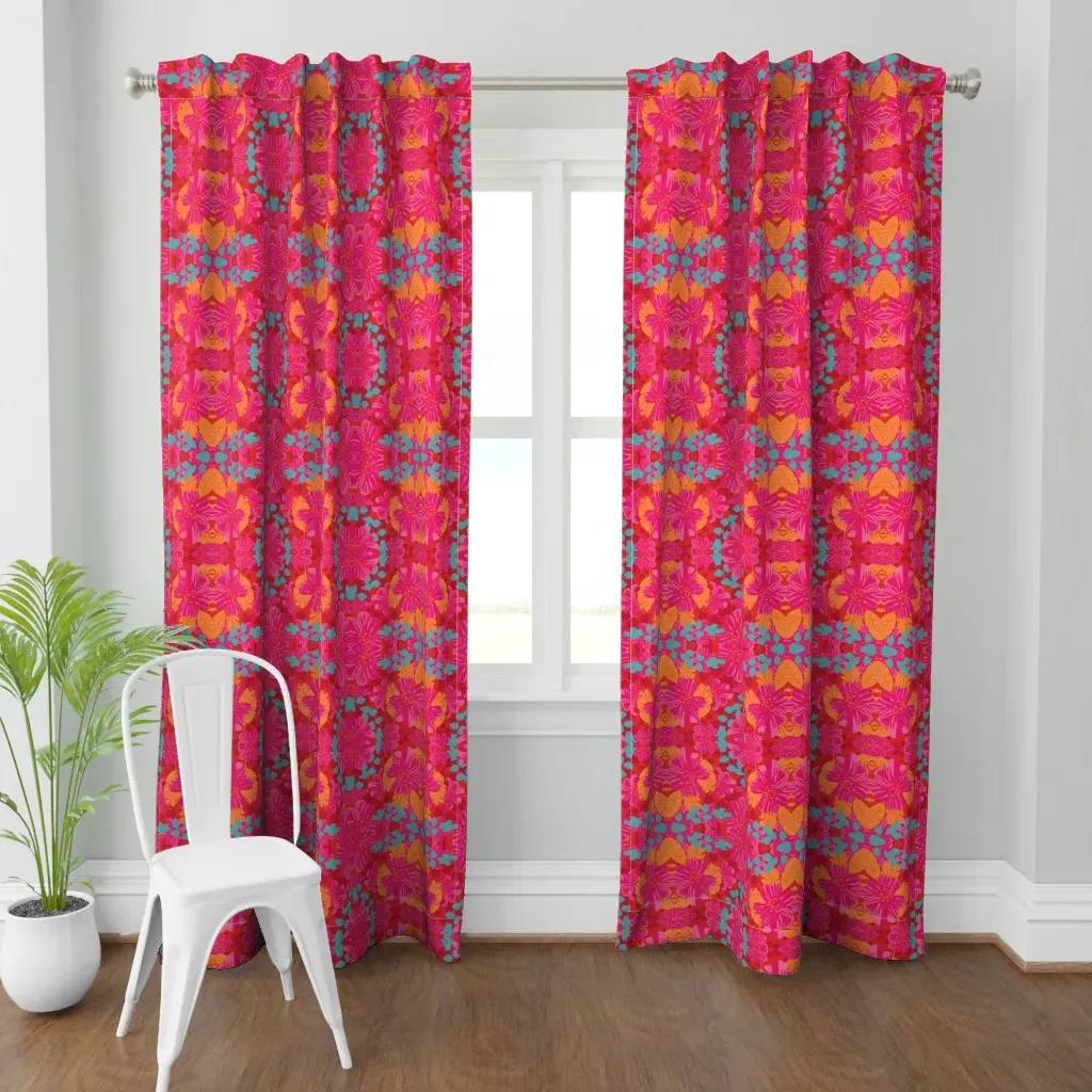 Smoldering Rosy Blooms Curtain Panel - Pink product