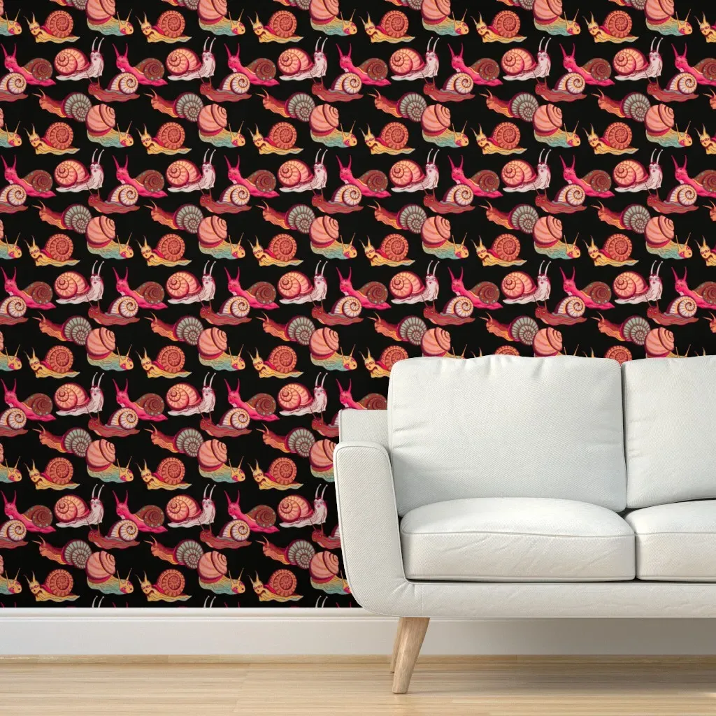 Snail Ladies Peel and Stick Wallpaper - Pink product