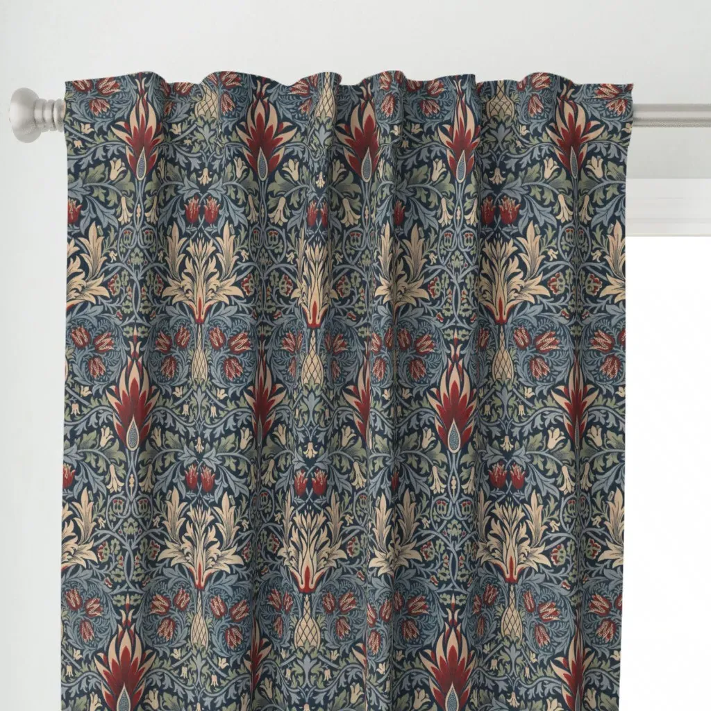 Snakeshead Vintage Curtain Panel - Burgundy Red alternate view