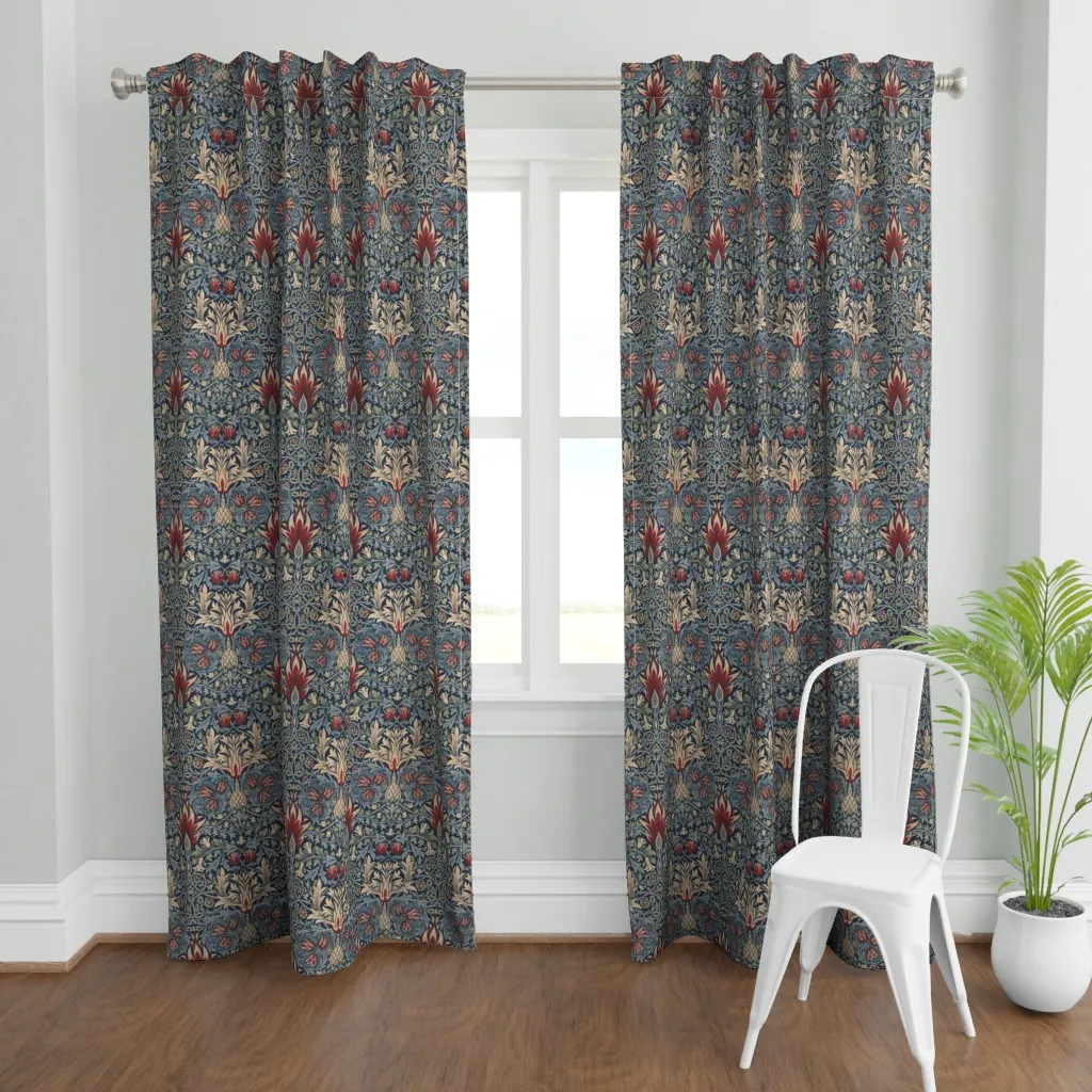 Snakeshead Vintage Curtain Panel - Burgundy Red product