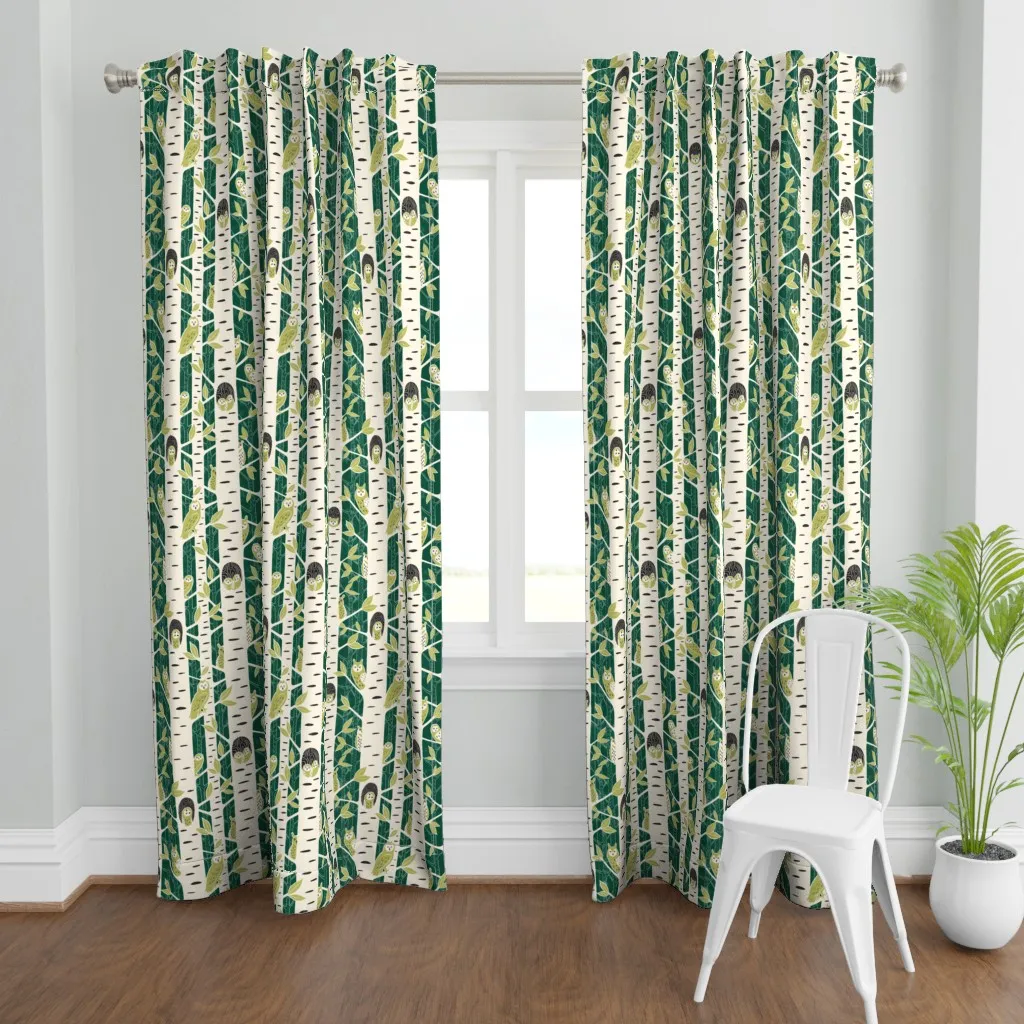 Sneaky Owls Hide And Seek Curtain Panel - Dark Green product