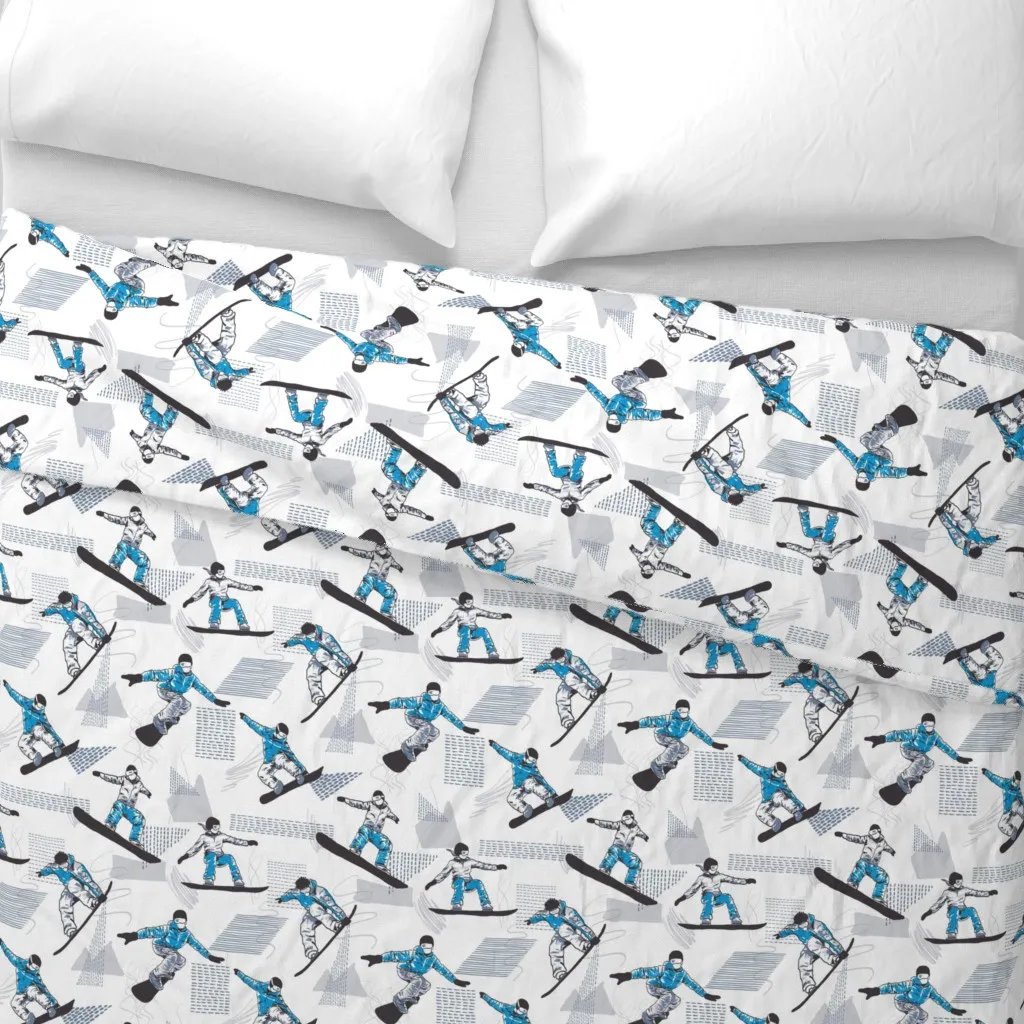 Snowboarding Duvet Cover - Blue alternate view
