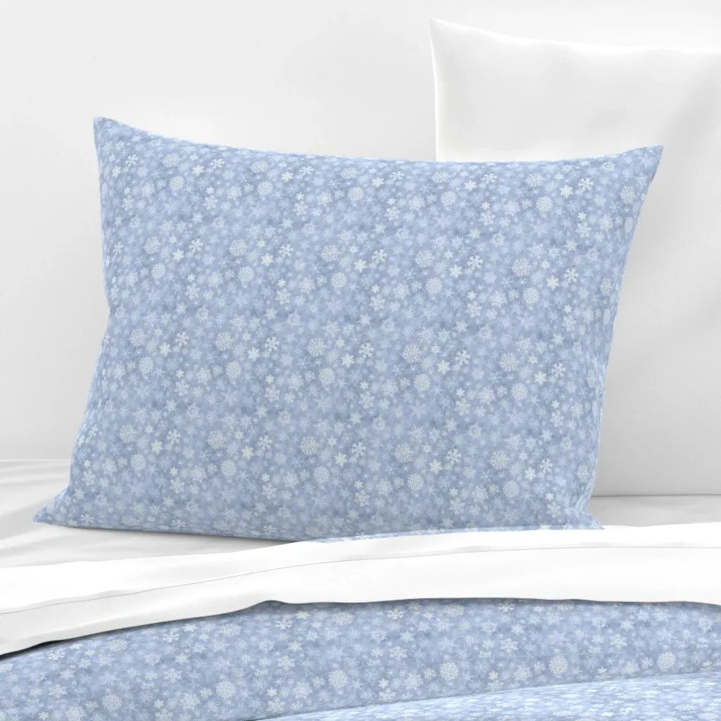 Snowflake Print Standard Pillow Cover - Light Blue, Cotton Sateen product