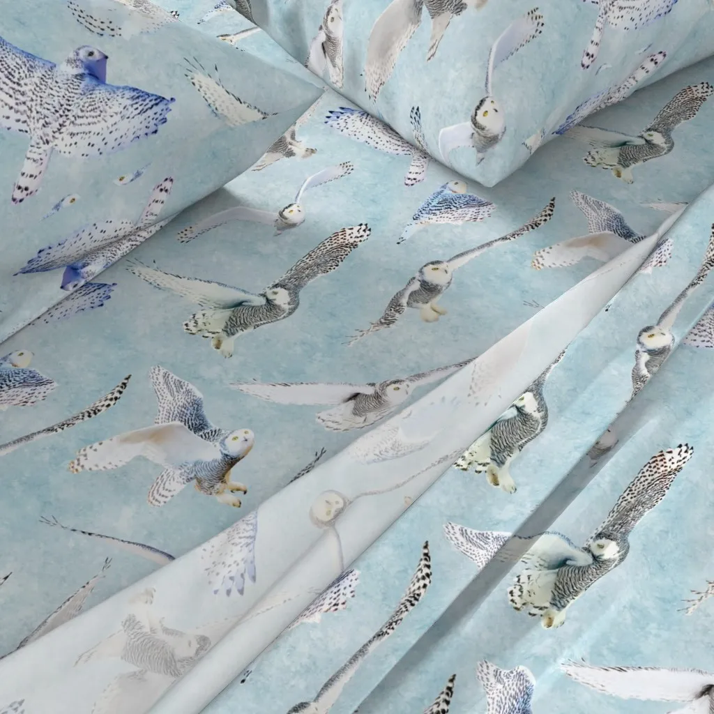 Snowy Owls Twin XL Sheet Set - White alternate view