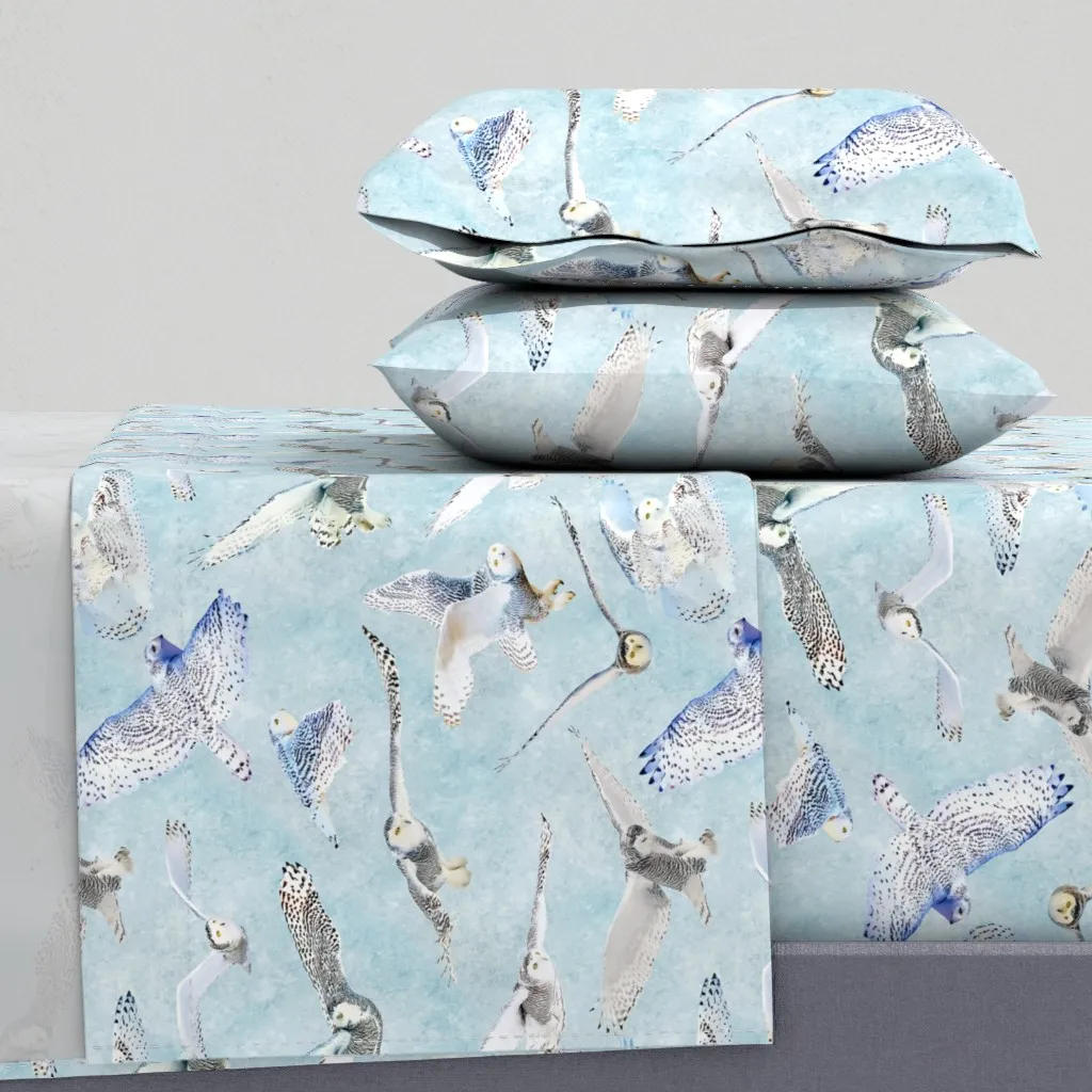 Snowy Owls Twin XL Sheet Set - White product