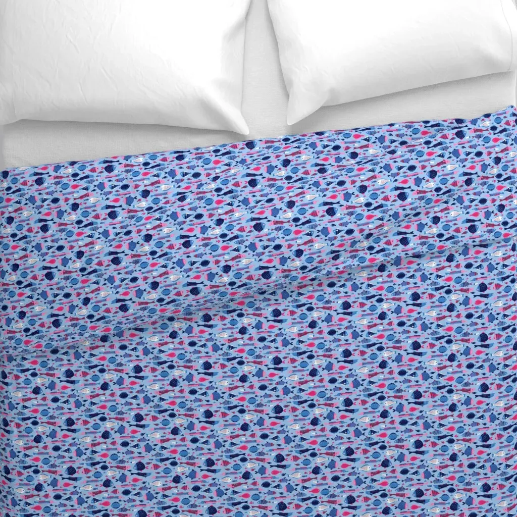 So Many Fish Small Duvet Cover - Blue alternate view